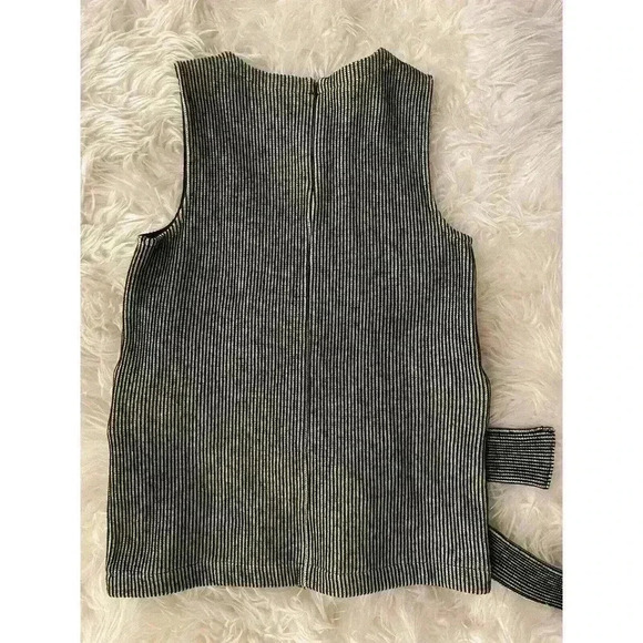 Madewell French Rib Tie-Waist Tank Shirt XXS Gray Stripe Textured Sweater Knit - Picture 7 of 7